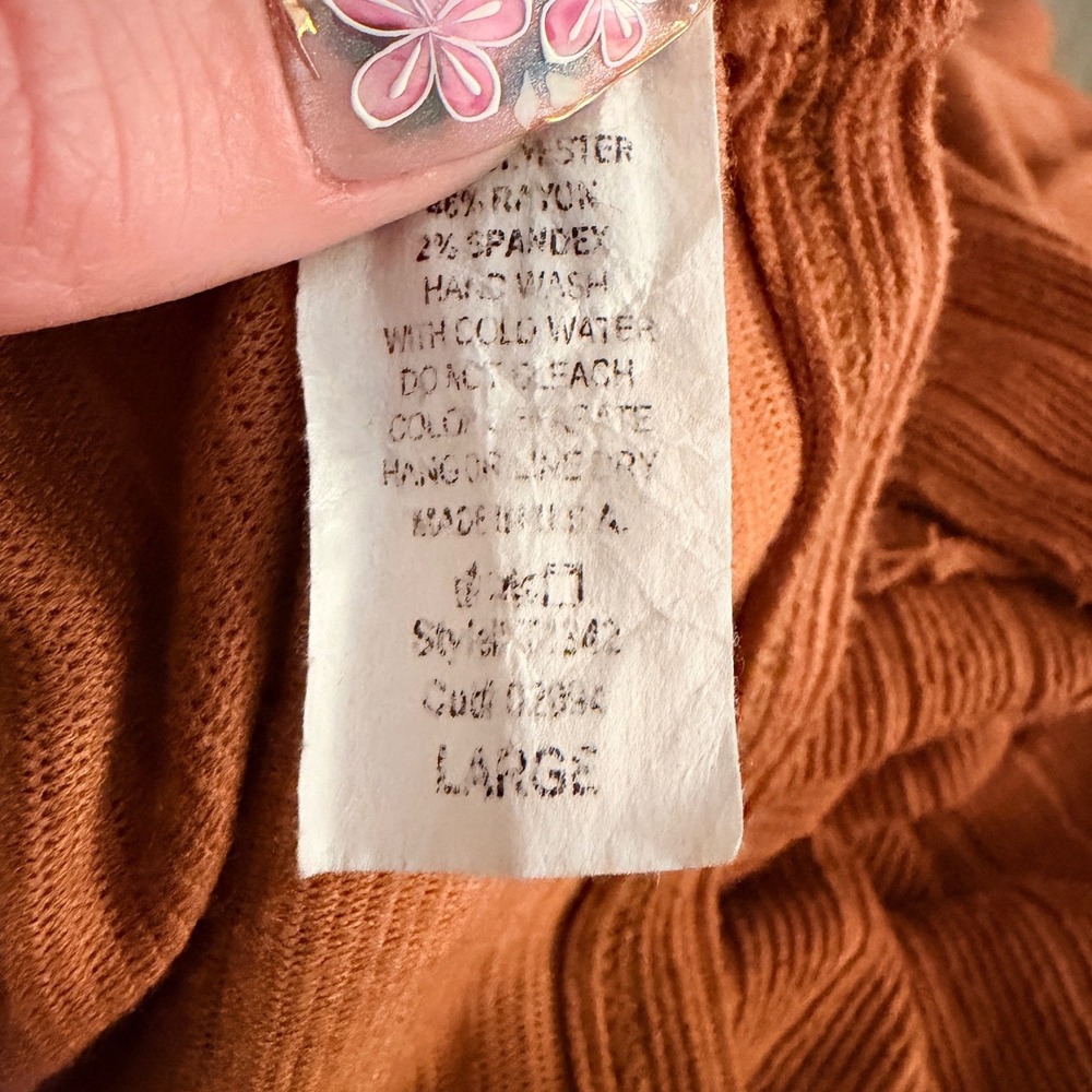 Bucketlist Ribbed Knit Button Down Shacket Terracotta Rust Large - Picture 5 of 5